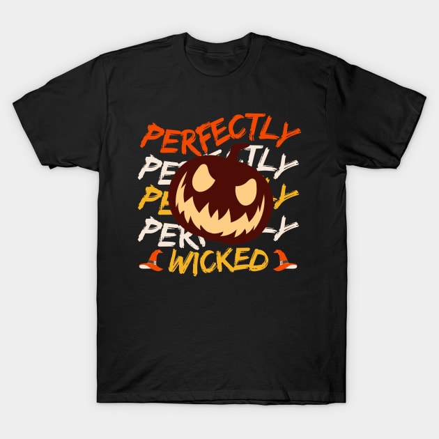 Perfectly Wicked Halloween Pumpkin T-Shirt by Annabelhut